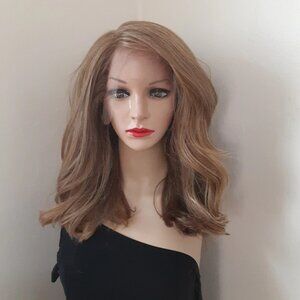 Honey blonde mixed with brown  lace front wig with Human hair blend 20'